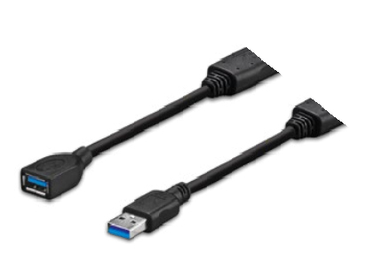 Black USB 3.2 Gen 1 cable, 7 meters long, featuring a USB-A male connector on one end and a USB-A female connector on the other, designed for high-speed data transfer.