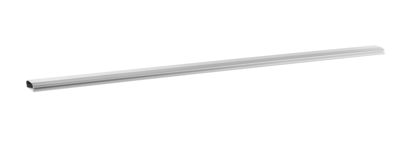 Sleek, silver aluminum cable accessory with a rectangular profile, designed for cable management and organization, featuring a smooth, polished finish.