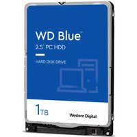 Western Digital Blue 1TB internal hard drive, 2.5" size, blue label, 5400 RPM, 128 MB cache.