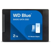 Black Western Digital Blue SA510 2 TB 2.5" SATA III SSD with blue label and white text.