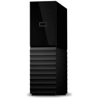 Black Western Digital external hard drive with glossy top and ribbed bottom design.
