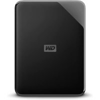 Black Western Digital external hard drive with glossy finish and rounded edges