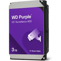 Purple WD internal hard drive, 3 TB, 5400 RPM, 128 MB cache, 3.5-inch form factor with surveillance camera icon.