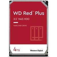 Western Digital Red Plus 4TB 3.5" internal hard drive with red label and white text, 5400 RPM, 256 MB cache.