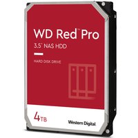 Red and silver Western Digital Red Pro 4TB 3.5" internal hard drive with 7200 RPM and 256MB cache.