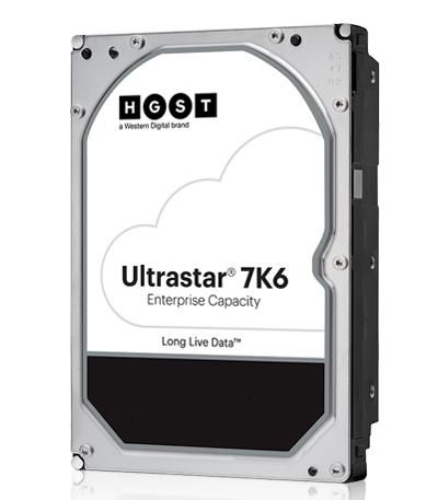 Western Digital Ultrastar DC HC310 internal hard drive with a silver metal casing, featuring a black and white label with "Ultrastar" and "HGST" branding, designed for enterprise use.