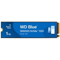 Blue Western Digital WD Blue SN5000 NVMe 1TB M.2 PCIe 4.0 SSD with branding and capacity details on label.