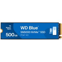 WD Blue SN5000 NVMe SSD, 500 GB, M.2 format, blue label, PCIe 4.0, gold connector, by Western Digital.