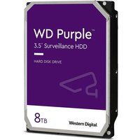 Purple Western Digital 3.5" surveillance HDD with silver edges, labeled 8TB capacity.