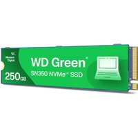 Western Digital 250GB M.2 PCIe SSD with green label and gold connector pins on the right side.