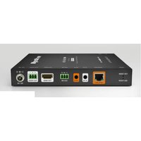 Black WyreStorm NHD-120-RX video decoder with HDMI, Ethernet, and audio ports, 3840 x 2160 pixel support.