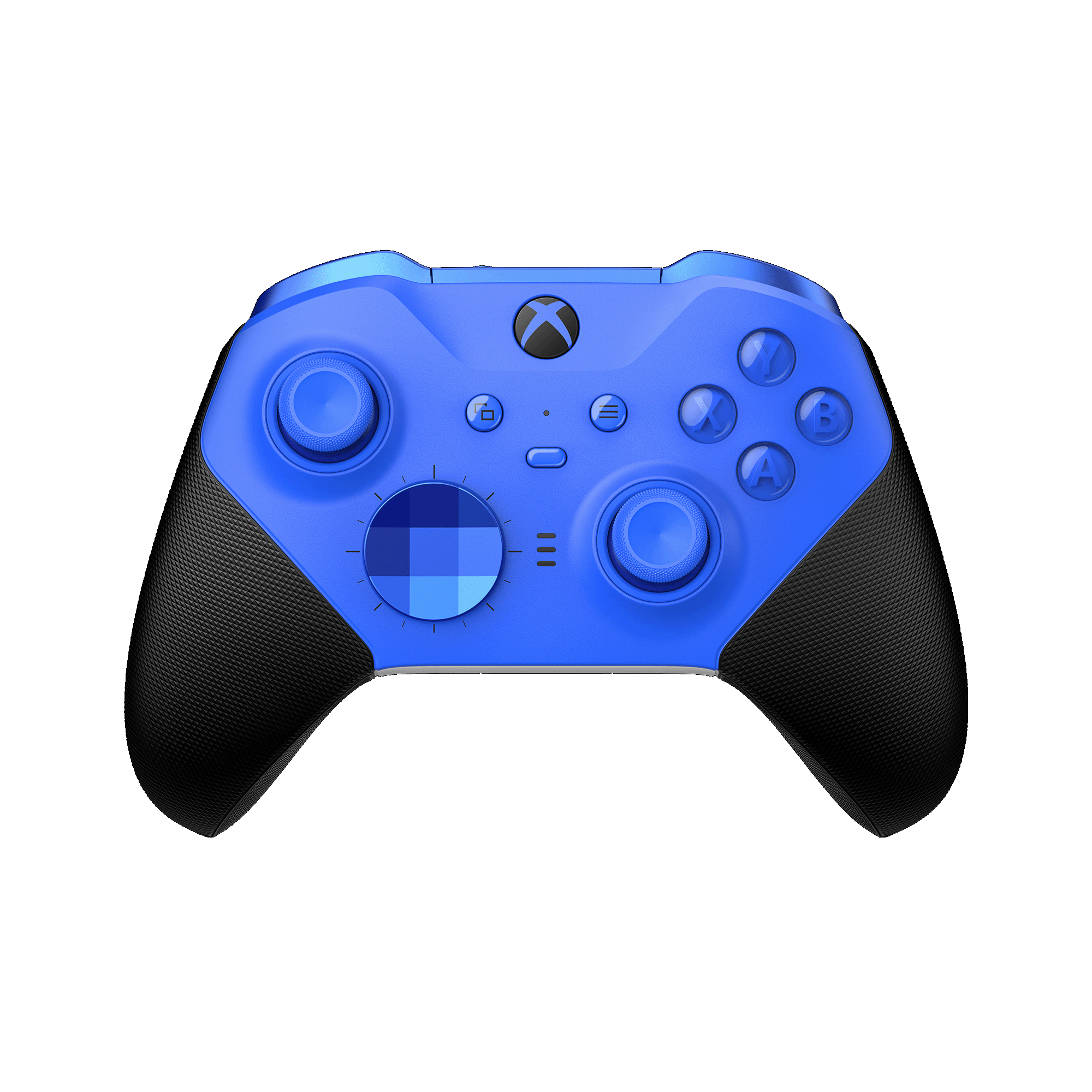 Blue Xbox Elite 2 Core controller featuring textured grips, customizable buttons, and a sleek design, designed for Xbox Series X|S gaming.
