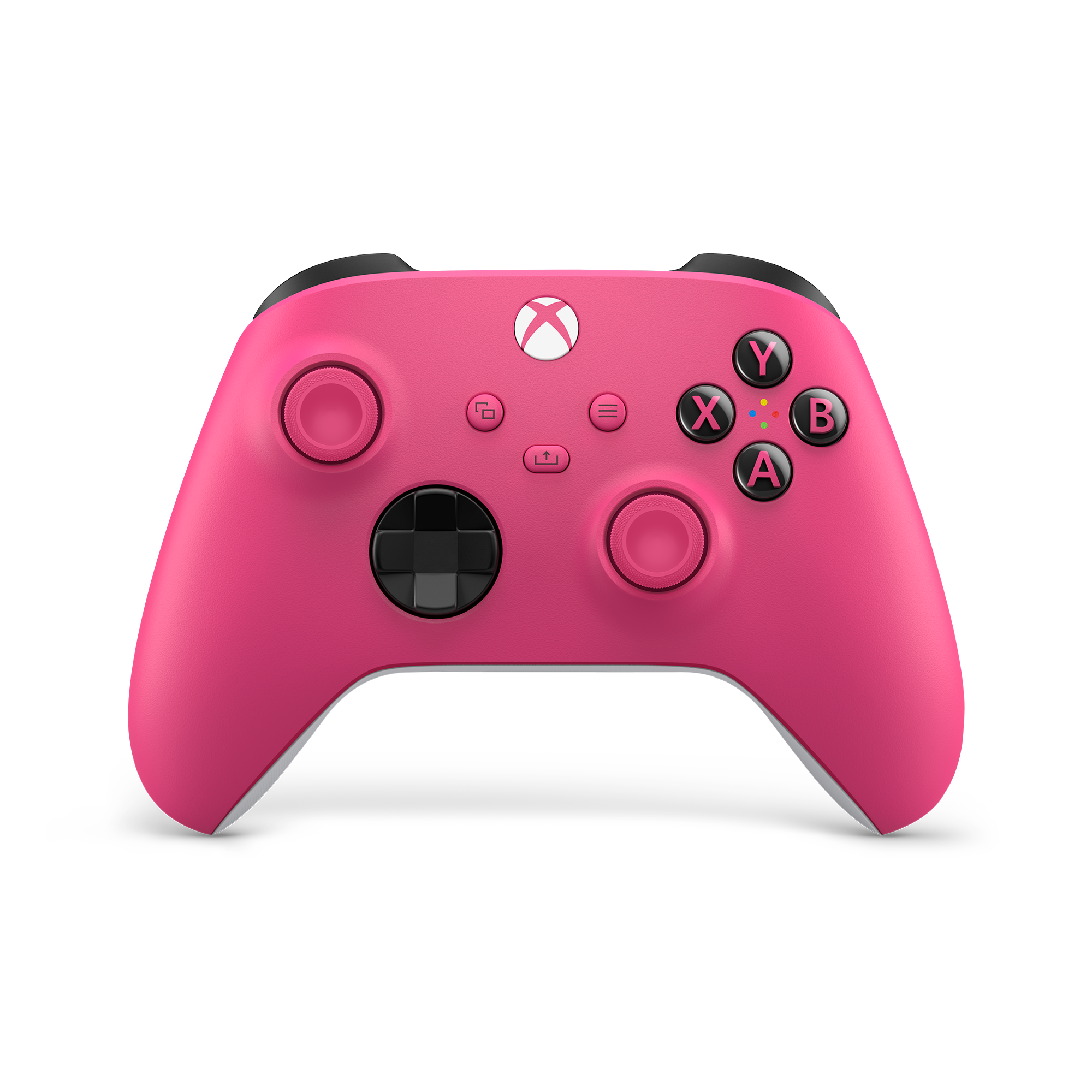 Deep pink Xbox Wireless Controller with textured grips, black buttons, and Xbox logo, designed for Xbox Series X gaming.