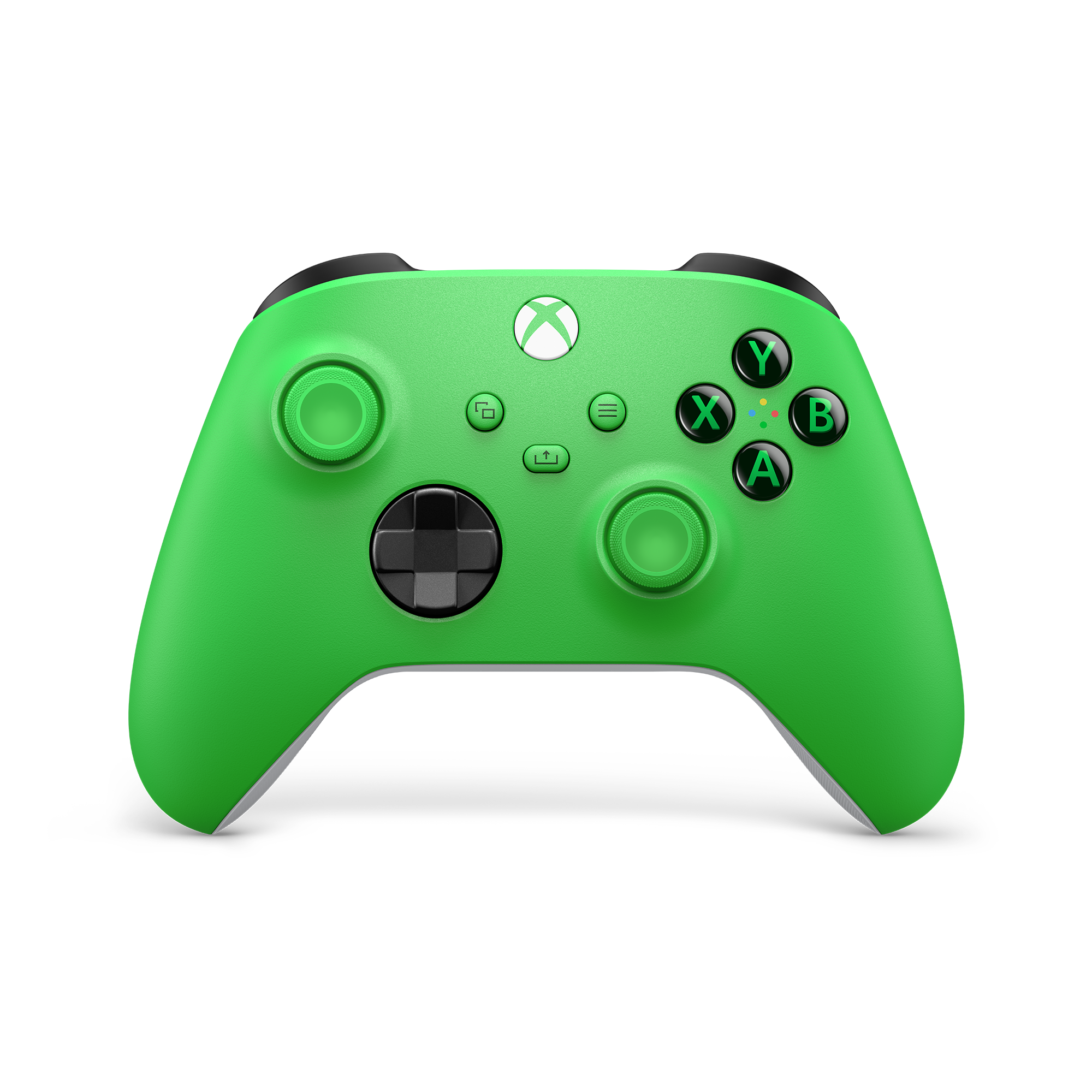 Bright green Xbox Wireless Controller for Xbox Series X, featuring textured grips, black buttons, and a sleek design with an Xbox logo in the center.