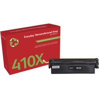Red Xerox toner cartridge box with green recycling symbol, black cartridge beside it, labeled 410X for 6.5K pages.
