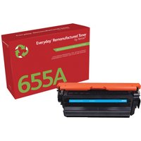 Red Xerox toner cartridge box with green 655A text, black cartridge with orange top and cyan strip.