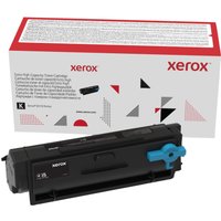 Xerox 006R04378 black toner cartridge with blue handle, packaged in a white box with red and black geometric design.
