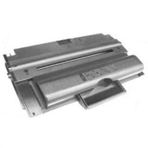 Gray toner cartridge with a sleek design, featuring a prominent handle for easy installation and a label indicating compatibility with Xerox printers.