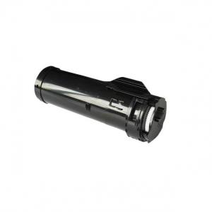 Black toner cartridge with a cylindrical shape, featuring a white gear at one end and embossed details, designed for use in compatible Xerox B400 printers.