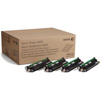 Xerox 108R01121 Drum kit multi pack with four black, cyan, magenta, yellow units beside a brown cardboard box.