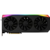 Black XFX Mercury Radeon RX 9070 XT OC graphics card with three cooling fans and RGB lighting on the top edge.