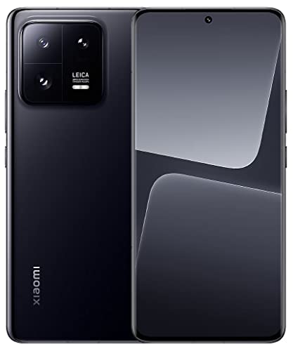 Xiaomi 13 Pro in sleek black, featuring a glass back, large display with a centered punch-hole camera, and a quad-camera setup with Leica branding.