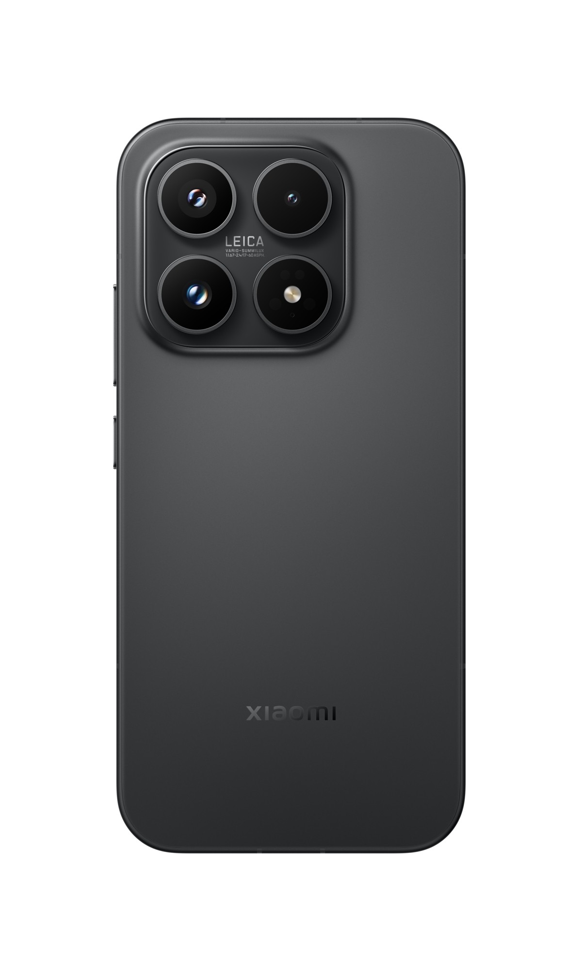 Sleek black Xiaomi 17 smartphone featuring a matte finish, triple rear camera setup with Leica branding, and a minimalist design.
