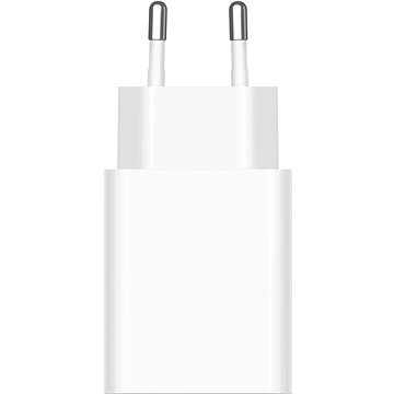White Xiaomi BHR7757EU mobile device charger with two prongs, featuring a sleek, compact design suitable for universal use.
