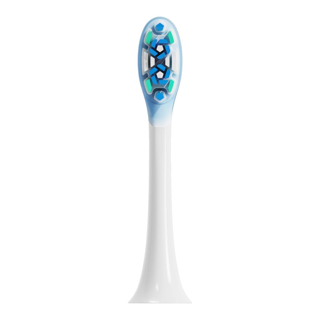 Xiaomi oscillation electric toothbrush replacement head in white and blue, featuring a sleek design with soft bristles and a colorful pattern on the head for effective cleaning.
