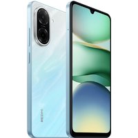 Xiaomi Redmi A5 smartphone, light blue, dual rear cameras, 6.88-inch display, USB Type-C port, sleek design