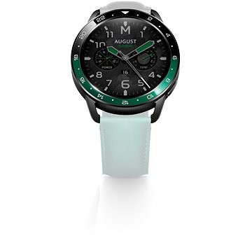 Xiaomi Watch Bezel features a dual-tone ceramic design with a black and green bezel, a sleek black dial, and a mint green silicone strap.