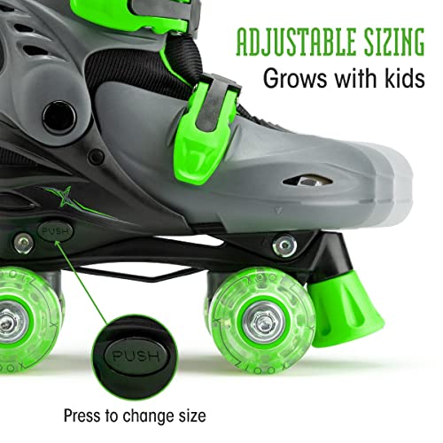 Xootz Green LED Adjustable Quad Roller Skates Size 13-3 - image 5