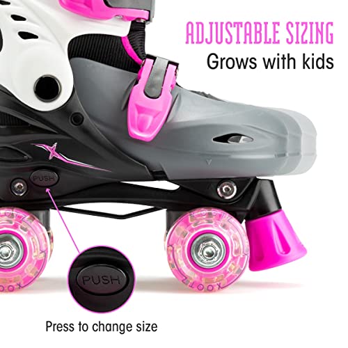 Xootz Pink LED Adjustable Quad Roller Skates Size 13-3 - image 4