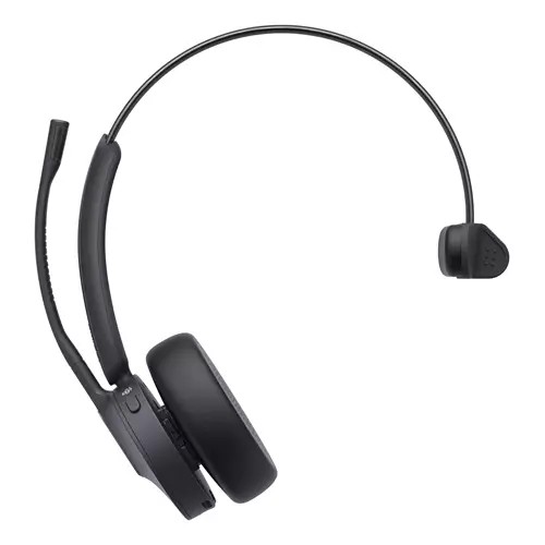 Black Yealink BH70 Mono Teams USB-C headset featuring a flexible boom microphone, cushioned ear pad, and sleek design for comfortable use during calls.