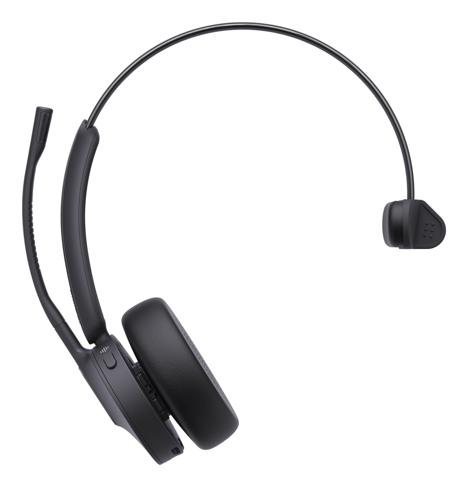 Black Yealink BH70 Mono UC USB-a headset featuring a flexible microphone boom, cushioned ear pad, and sleek design for comfort and clarity during calls.