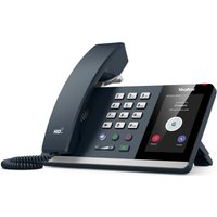 Yealink MP54 Microsoft Teams phone with touchscreen, keypad, and handset on a sleek black base.