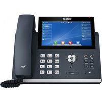 Yealink SIP-T48U IP phone with grey body, large color touchscreen, keypad, and Wi-Fi capability.