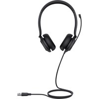 Black Yealink UH35 Dual Teams USB-A headset with cushioned ear pads, adjustable headband, and flexible boom microphone.
