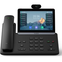 Black Yealink SIP-T88V Pro desk phone with large touchscreen, keypad, and detachable handset.