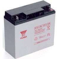 Yuasa NP18-12 UPS battery, sealed lead acid, 12V 17.2Ah, gray casing with red branding and black top terminals.