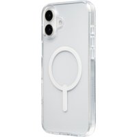 Clear ZAGG Crystal Palace Snap case for iPhone 16 Plus with MagSafe ring and dual camera cutout.