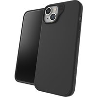Black ZAGG Manhattan Snap case for iPhone 15 Plus/14 Plus, sleek design, precise camera cutout, matte finish.