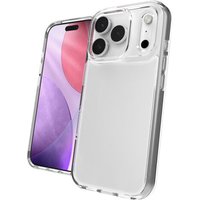 Clear ZAGG Crystal Palace Lite case for iPhone 17 Pro, showing three camera cutouts and a sleek, transparent design.