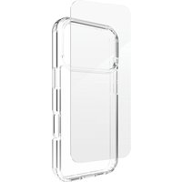 Clear ZAGG Defence Bundle Pack for iPhone 17 Pro with transparent case and screen protector.