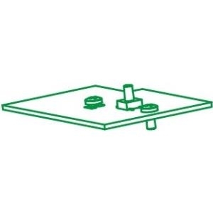 Green printer/scanner spare part featuring a flat rectangular base with two circular mounts and a central cylindrical connector, designed for Zebra 105934-004 models.