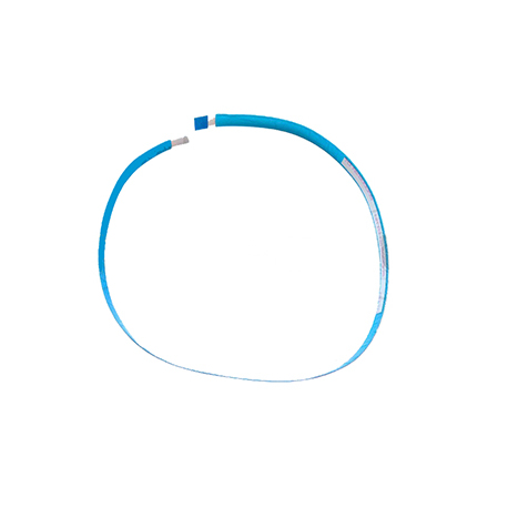 Blue flexible cable with white connectors at both ends, designed as a spare part for Zebra 105934-132 printer/scanner.