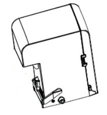 Black plastic printer/scanner spare part card cartridge with a sleek design, featuring a hinged lid and a secure locking mechanism.