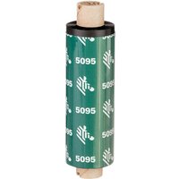 Zebra 5095 High Performance Resin thermal ribbon, black, 74 m, with branded green wrapping and cardboard core.