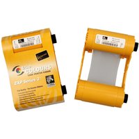 Yellow Zebra 800033-348 printer ribbon with two plastic spools and a white label on the cartridge.