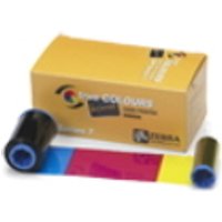 Zebra 800350-321EM printer ribbon, black, 700 pages, with yellow box and multicolor strip.